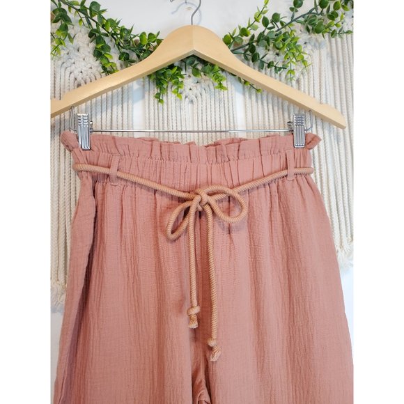 Pink Lily Gauze Straight Pants - Picture 5 of 8